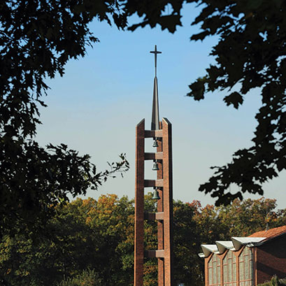 Photo of a bell tower on campus. Links to Donor-Advised Funds